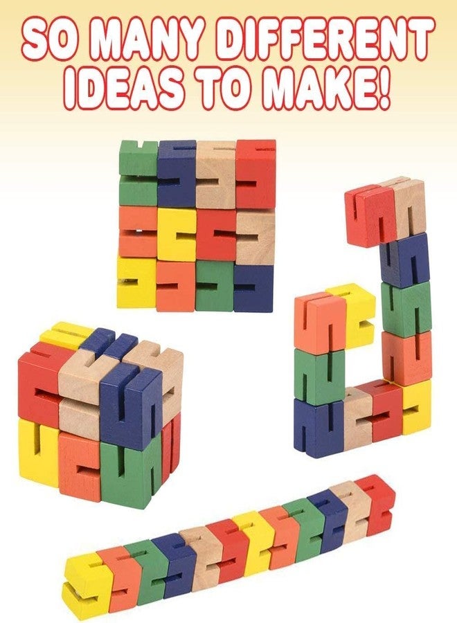 STAR MAGIC Wooden Twist Cubes Puzzle Fidget Multi Colored Flexi Puzzle Stretch, Twist, and Lock Bending Brain Teaser Fidget Sensory Toys for Kids, Stocking Stuffer and Party Favors Finger Fidget (6 Fidgets) - Image 3